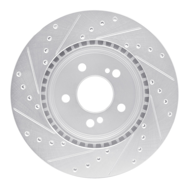 Mercedes-Benz SL500 Brake Rotor (1) - Rear Right - R1 Concepts - Drilled & Slotted - Silver - `93-`02
